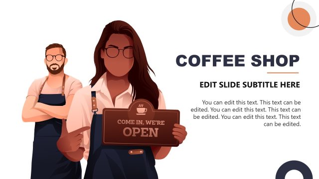Editable Coffee Shop PPT Template with Human Characters