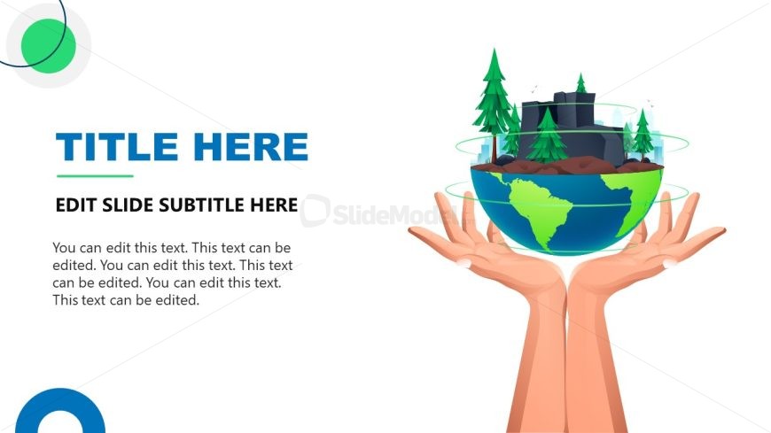 Slide With Green Earth Diagram Sustainable Development Template Slidemodel 7285