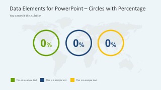 3 KPI Indicators over a World Map for PowerPoint