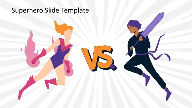 Male Vs. Female Superhero Slide – Day Background Scene
