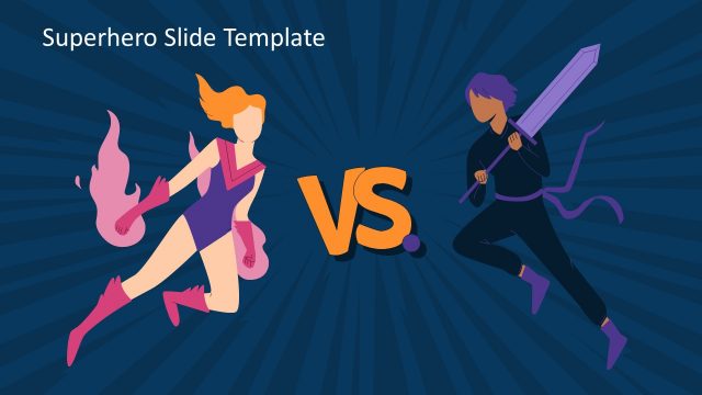 Female Vs. Male Superhero Slide – Night Sky Background Scene
