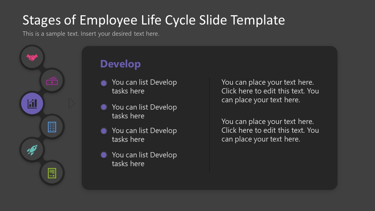 PPT Dark Background Slide for Develop Stage of Employee Life Cycle