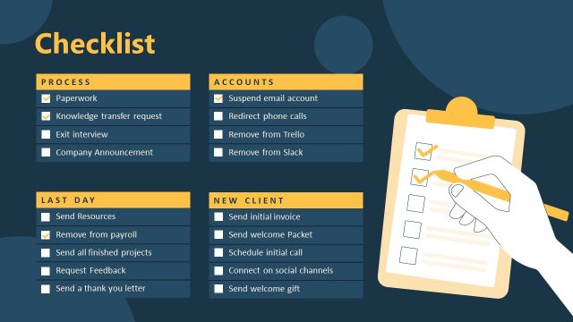 Checklist Slide Design with Dark Background – Client Offboarding Template