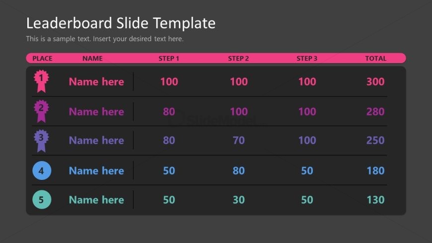 Editable Leaderboard Template with Dark Background