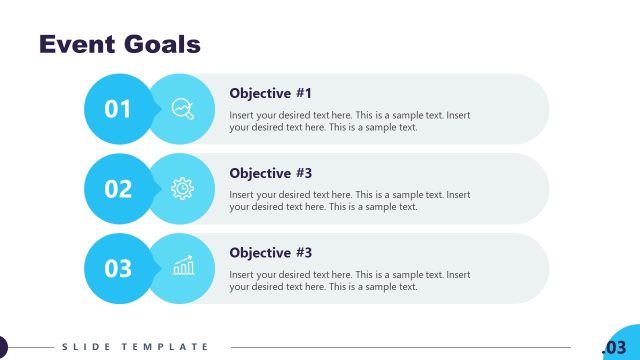 Event Goals Slide with Circular Diagram and Text