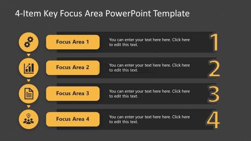 Black & Yellow Slide for Key Focus Areas Presentation