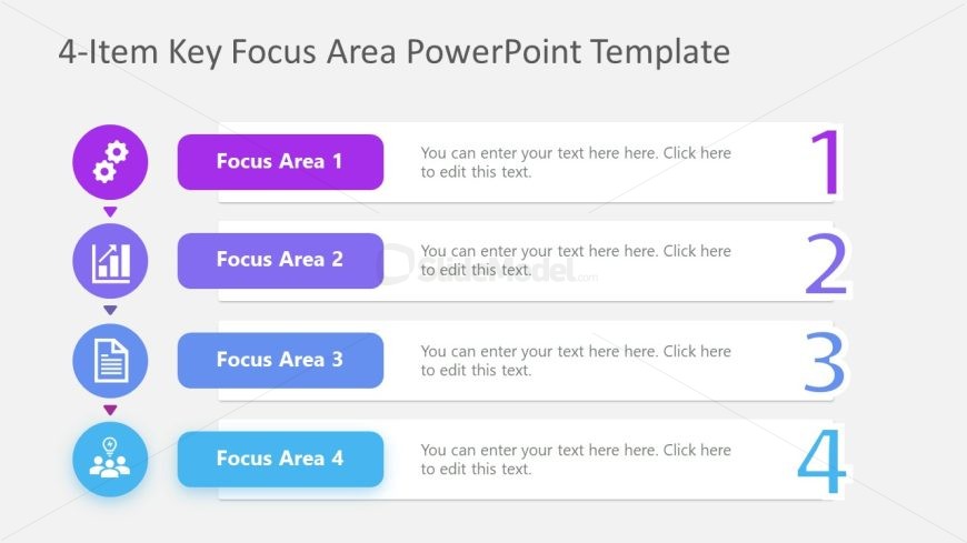 Key Focus Area Presentation Slide with 4 Items List