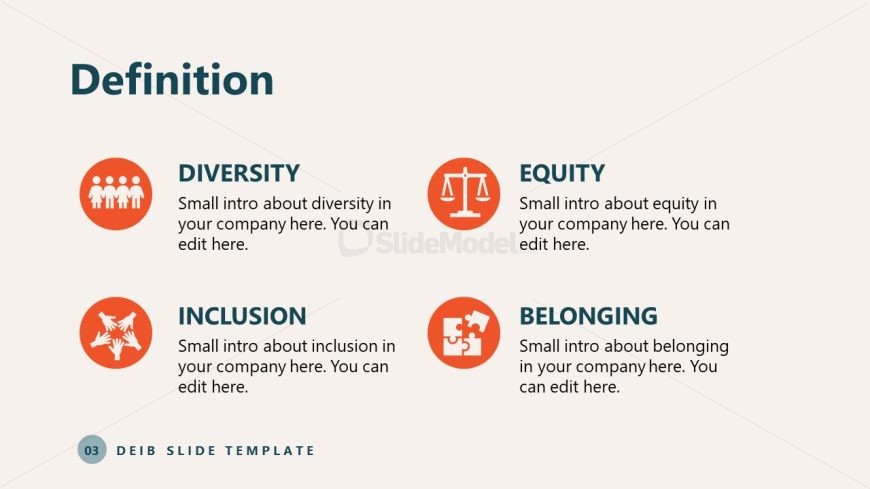 Definition Slide for Diversity Equity Inclusion Belonging Template 