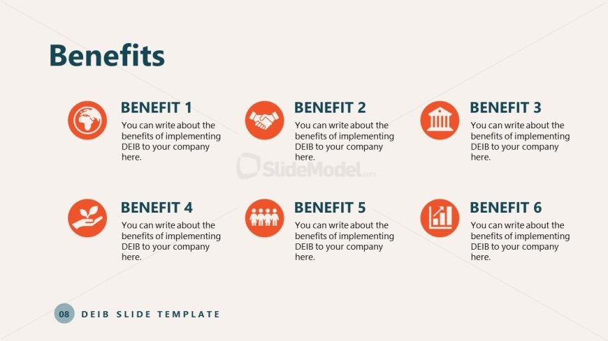 Benefits Slide for DEIB PPT Presentation Template 