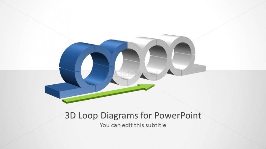 PowerPoint 3D Perspective Chained Loops Diagram