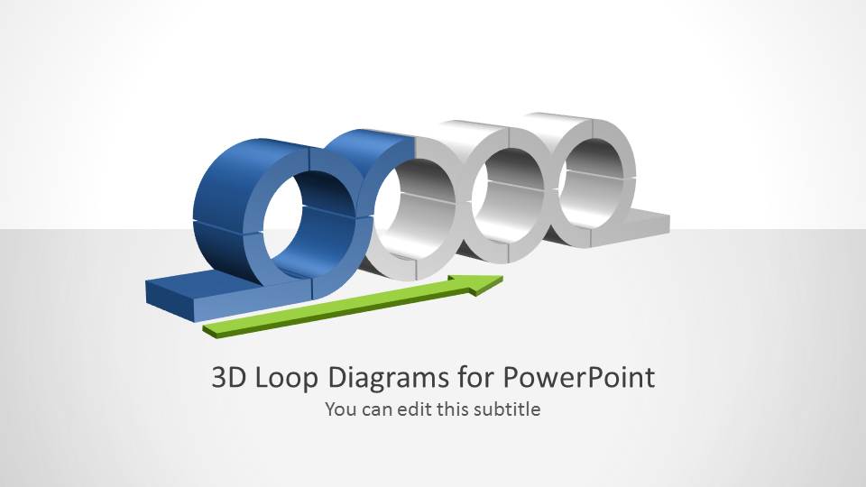 PowerPoint 3D Perspective Chained Loops Diagram