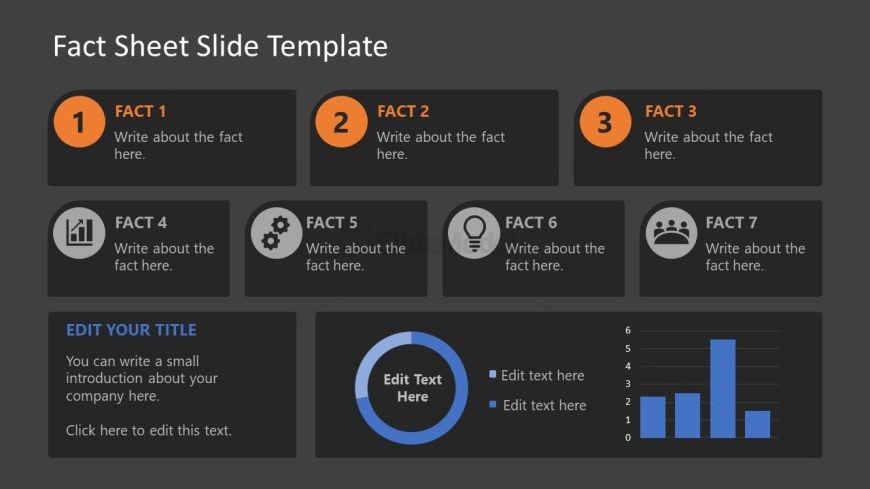 Dark Background Slide Simple Fact Sheet PPT Presentation Template 
