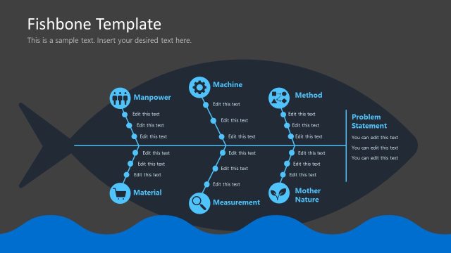 Dark Background Slide with Editable Fishbone Template