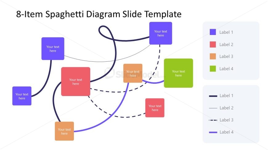 PPT Template for 8-Item Spaghetti Diagram Presentation 