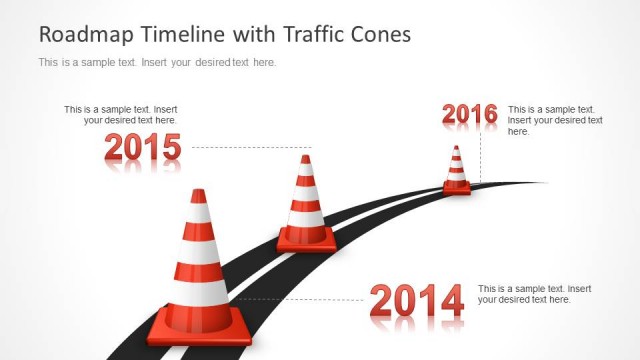 Roadmap Timeline with Traffic Cones for PowerPoint