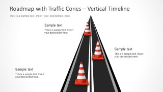 Strategy Roadmap Slide Design with Road Illustration and Cones