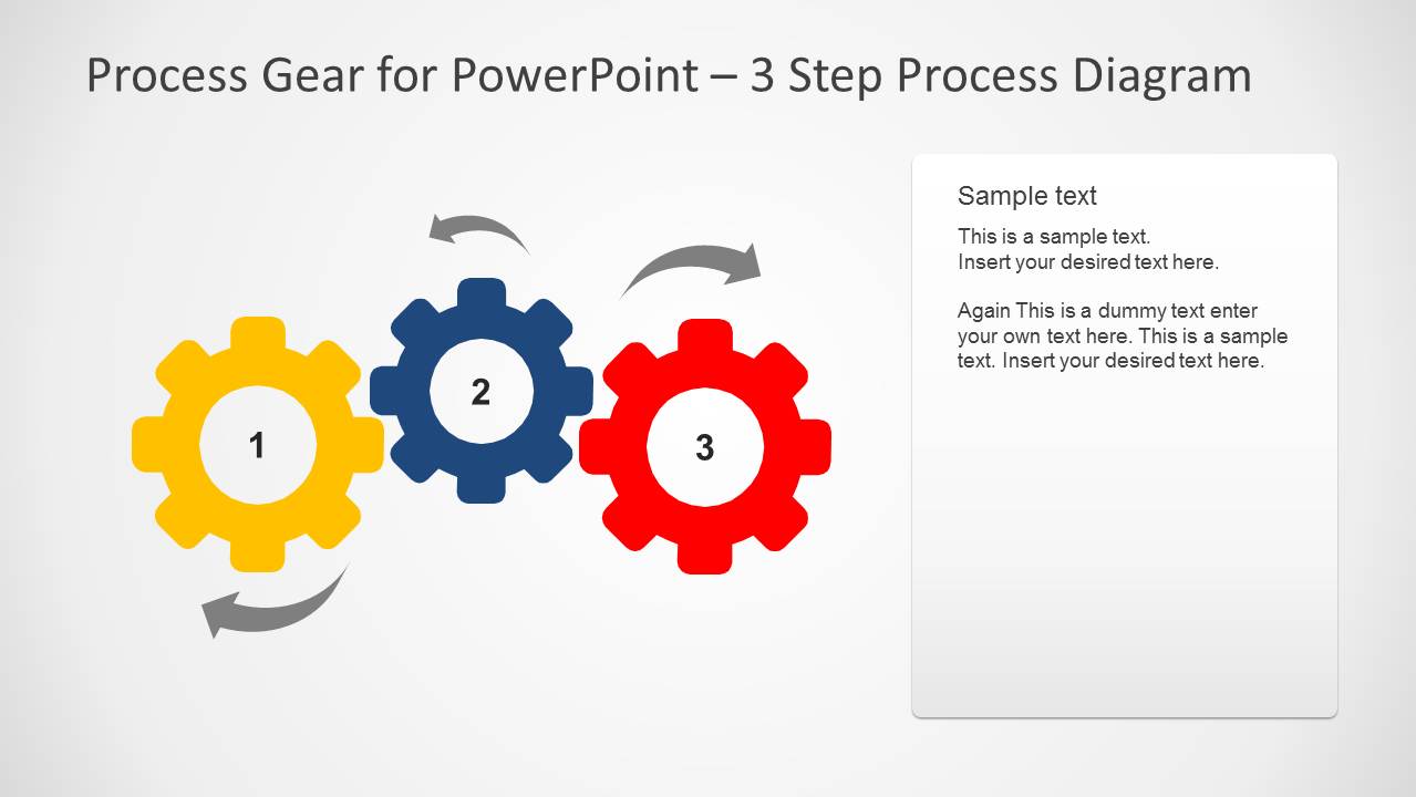 Simple Process Gear Slide Design for PowerPoint with 3 Steps