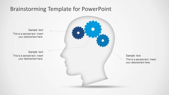 Head Silhouette Clipart with Gears Shapes for PowerPoint