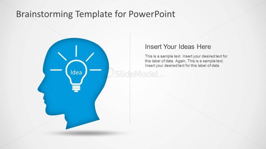 PowerPoint Shapes of Head and Lightbulb