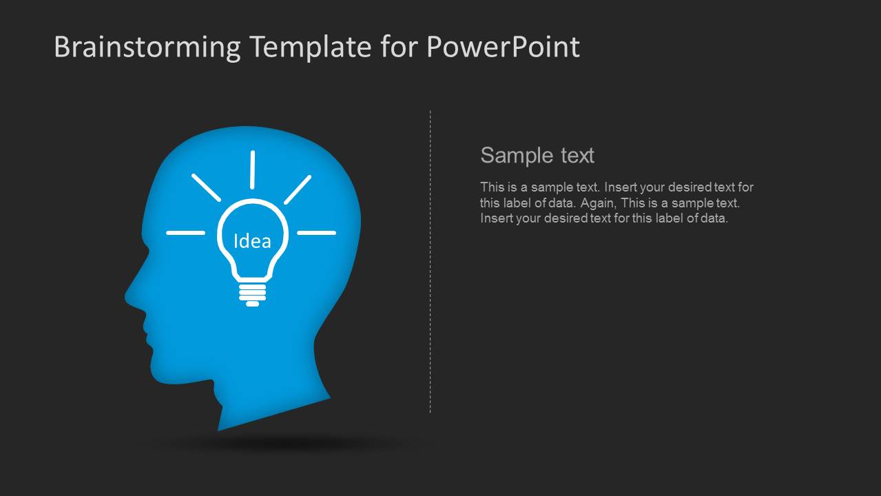 Brainstorming Idea PowerPoint Template Slide with Human Head