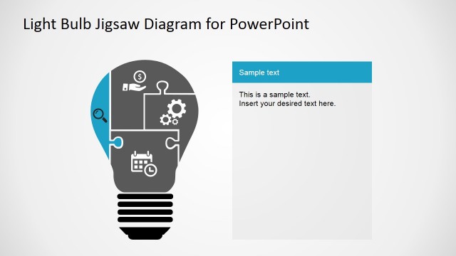 Jigsaw Puzzle Pieces Light Bulb Diagram for PowerPoint