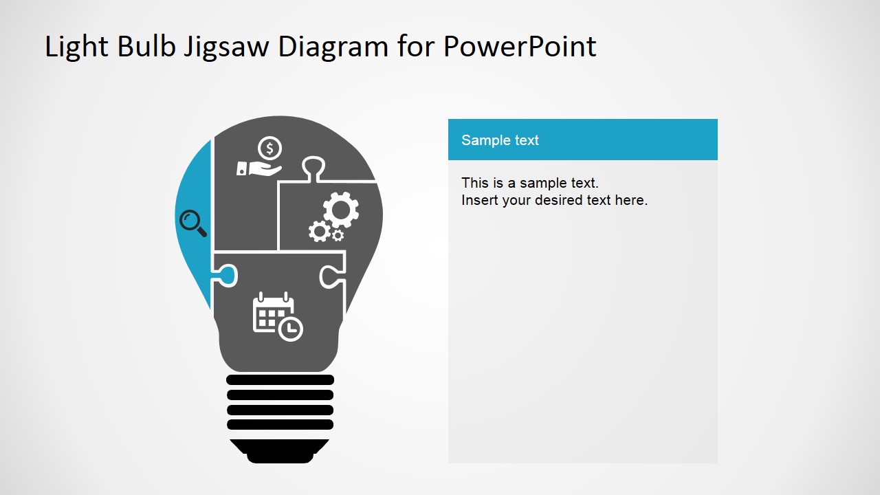 PowerPoint Slide Design of Light Bulb and Jigsaw Pieces