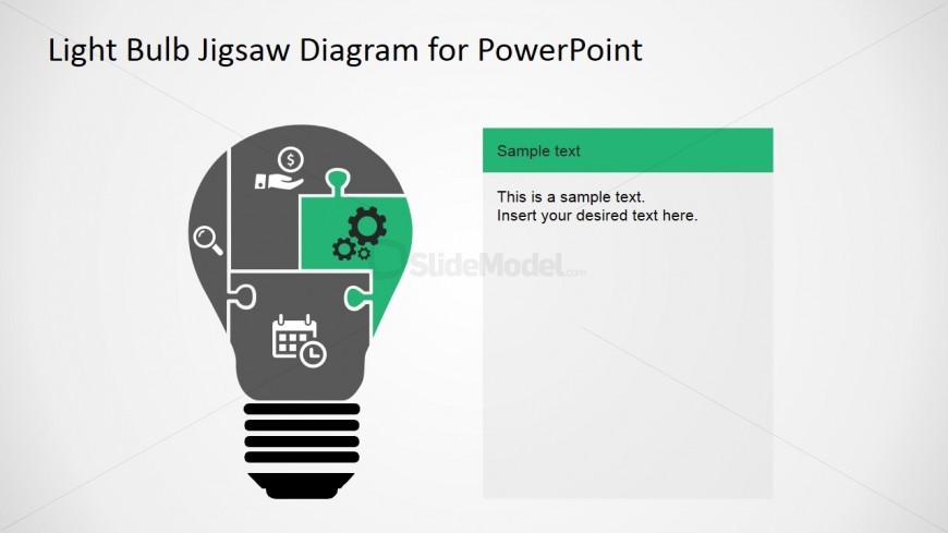 PowerPoint Puzzle Diagram Light Bulb Silhouette