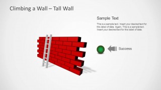 Climbing to Success PowerPoint Template with Brick Wall