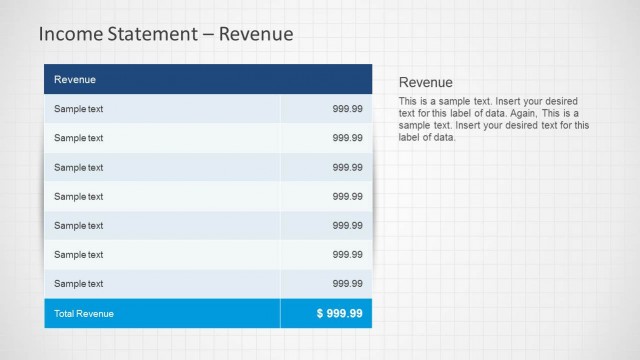 Income Statement Table for Revenue