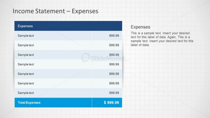 Income Statement Expenses slide design template for PowerPoint
