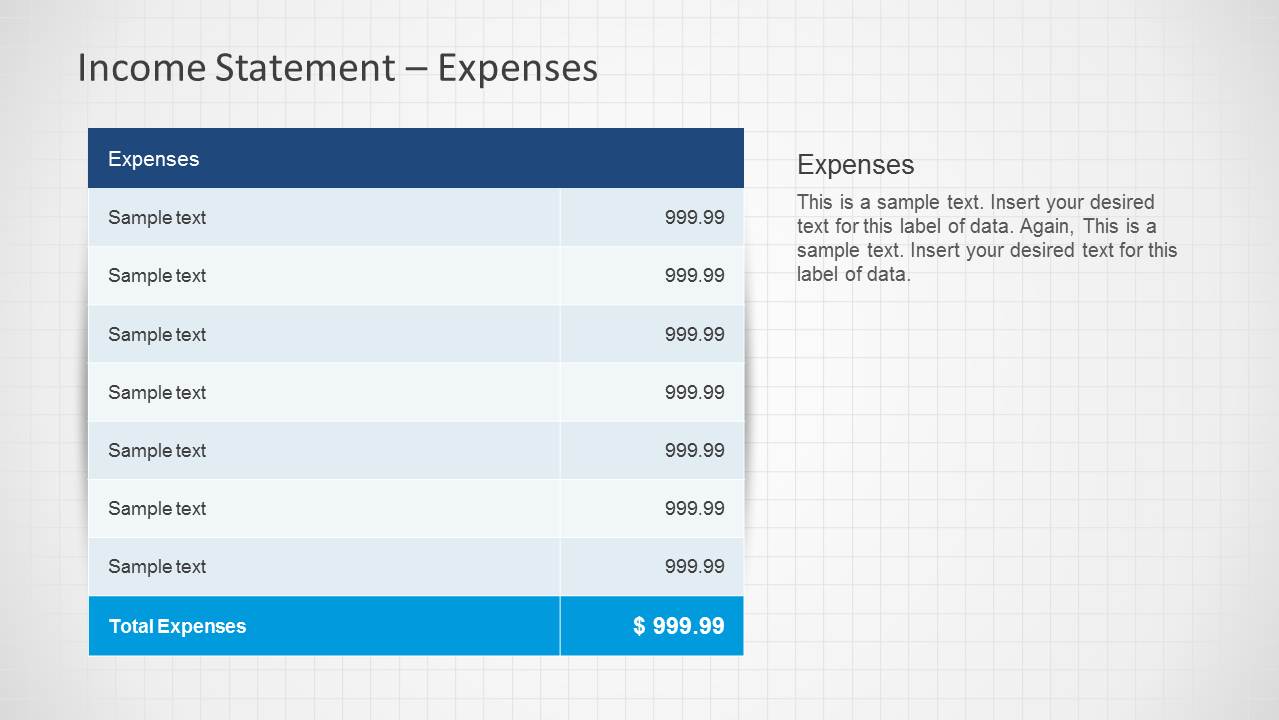 Income Statement Expenses slide design template for PowerPoint