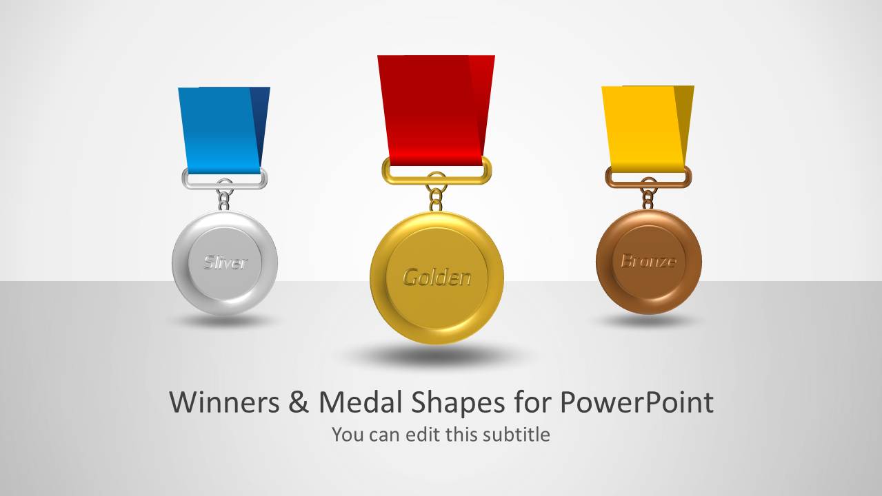 3 Medals Silver Golden Bronze Slide for PowerPoint