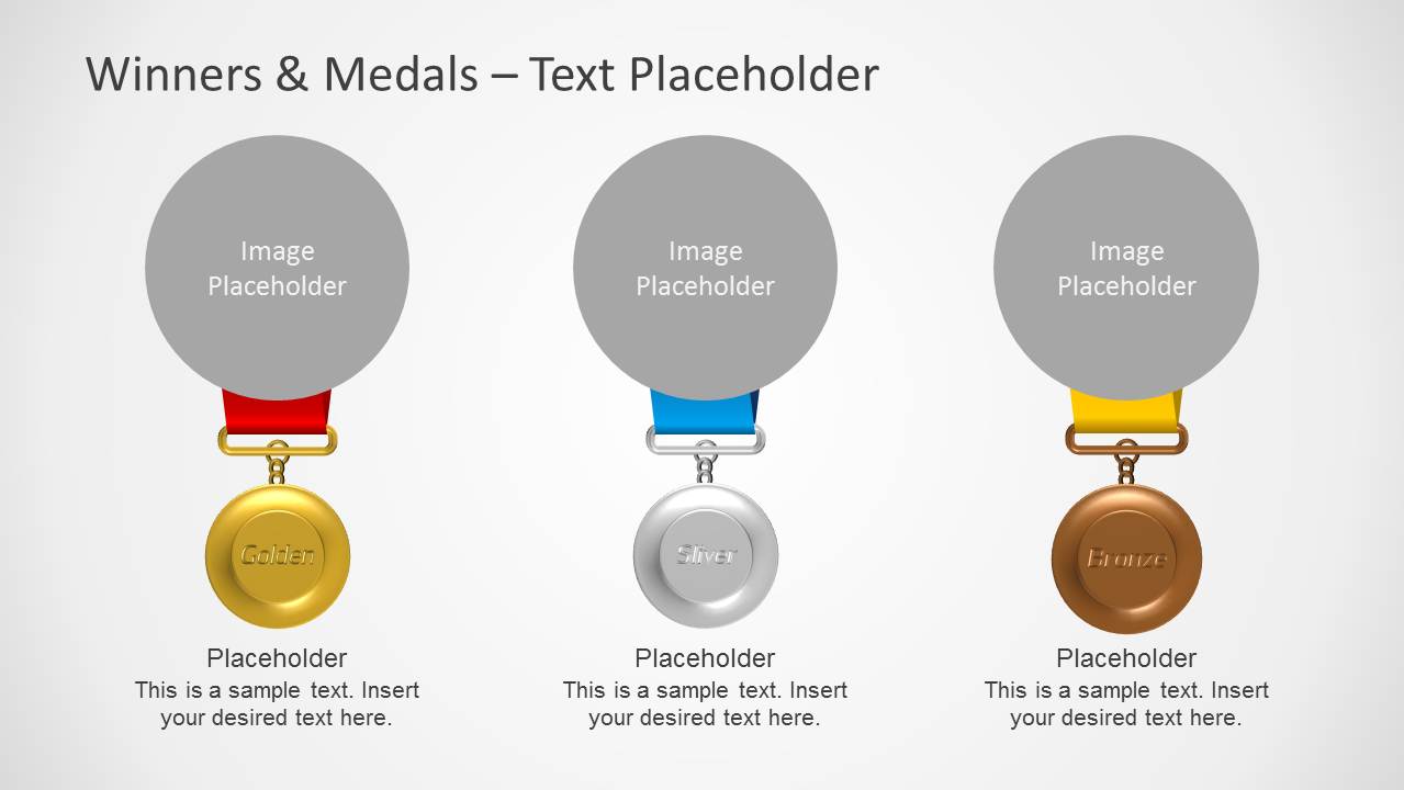 3 Medal Shapes with Image Placeholder for PowerPoint