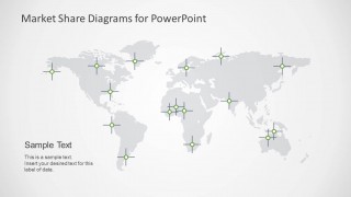 Global World Map Market Share Diagram for PowerPoint