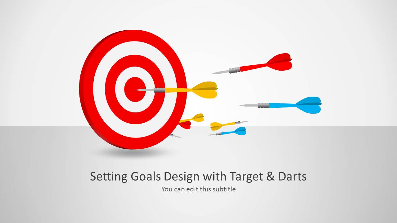 Setting Goals Template For Powerpoint With Target And Darts
