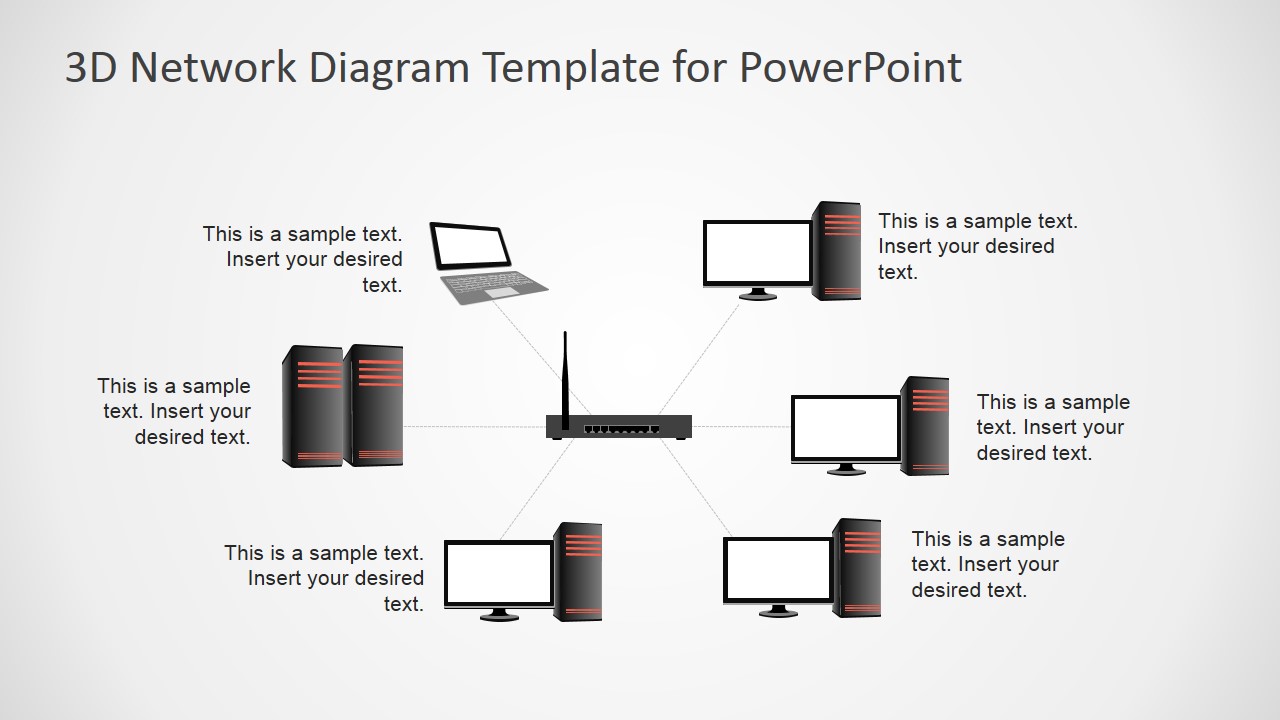 3D Computers Network Diagram for PowerPoint - SlideModel