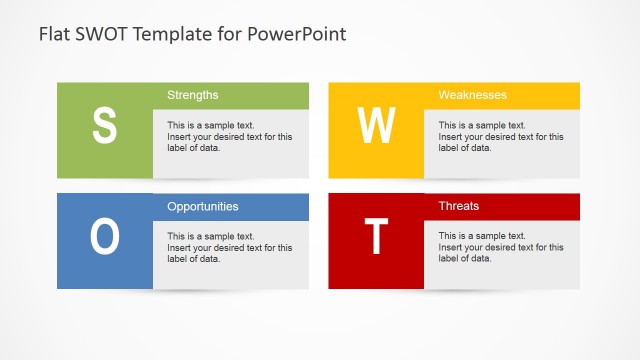Flat SWOT Analysis PowerPoint Diagram
