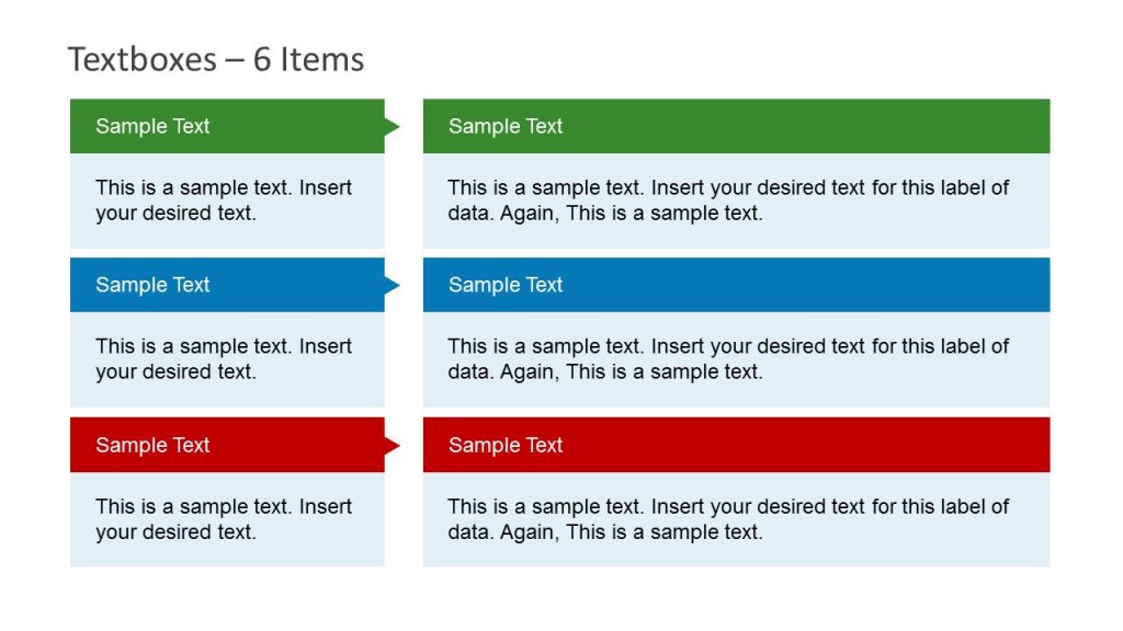 Textbox Slide Design for PowerPoint with 6 Items - SlideModel