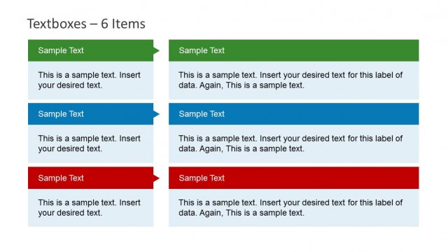 Textboxes Template for PowerPoint with Colorful Header