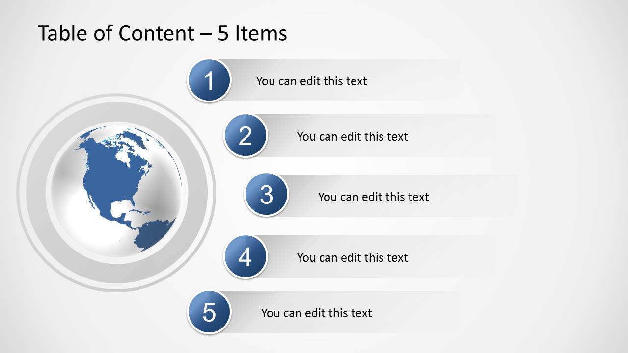 presentation table of contents template