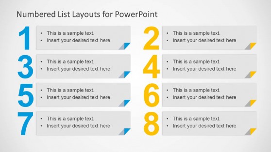 8 Numbered List for PowerPoint - Alternative to Bullet Points