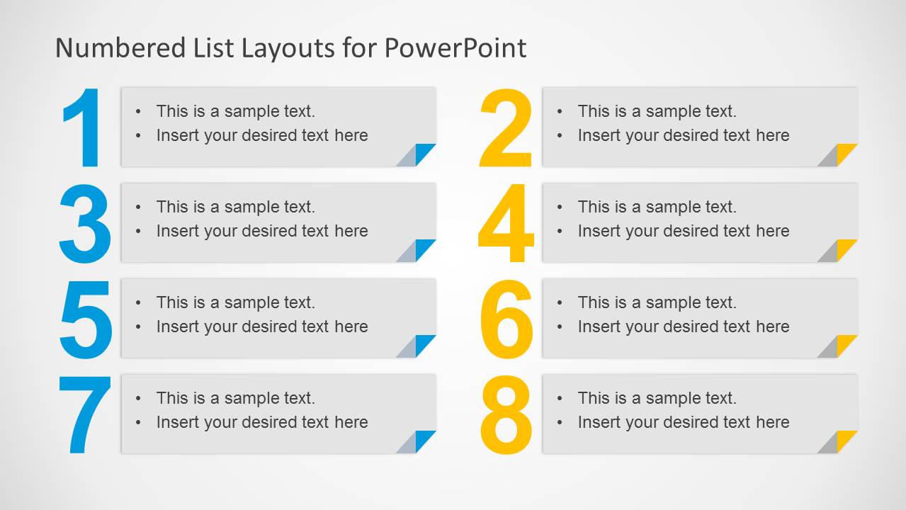 Mẫu bố cục danh sách đánh số cho PowerPoint - SlideModel: Làm thế nào để tạo bố cục danh sách đánh số chuyên nghiệp và hiệu quả? SlideModel sẽ giúp bạn giải quyết điều này một cách nhanh chóng và tiện lợi! Với mẫu bố cục hấp dẫn và sắc nét, bạn sẽ có thể tạo ra danh sách dễ đọc và tiện lợi.