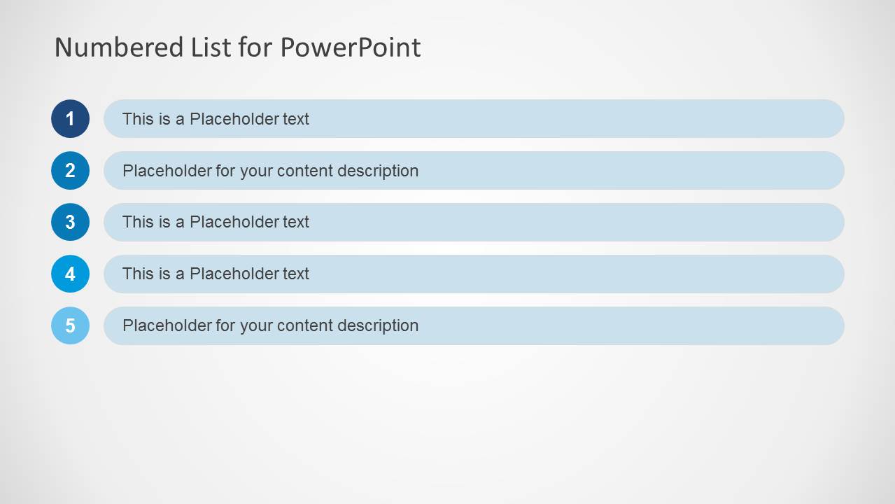 PowerPoint Table with Five Rows