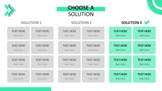 Template Slide for Three Comparison Tables with 4 Rows