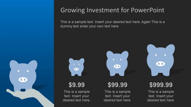 Black Background Piggy Bank Chart for PowerPoint
