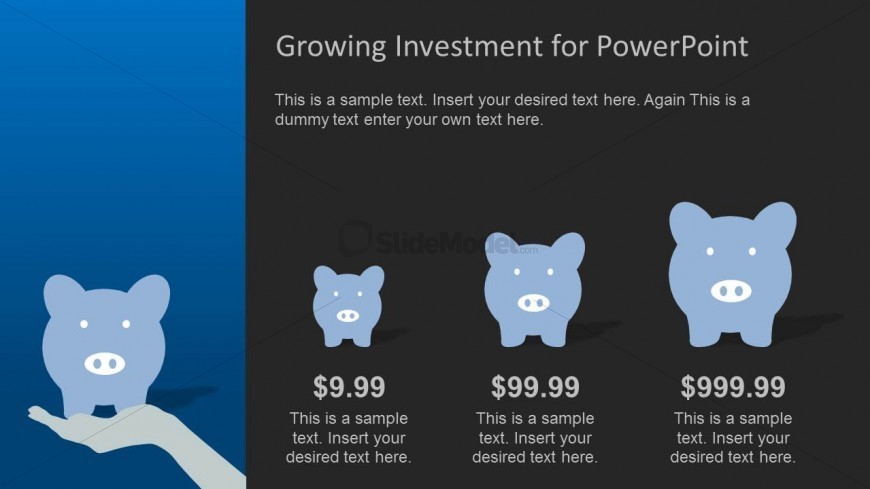 PowerPoint Piggy Bank Bar Chart with Black Background
