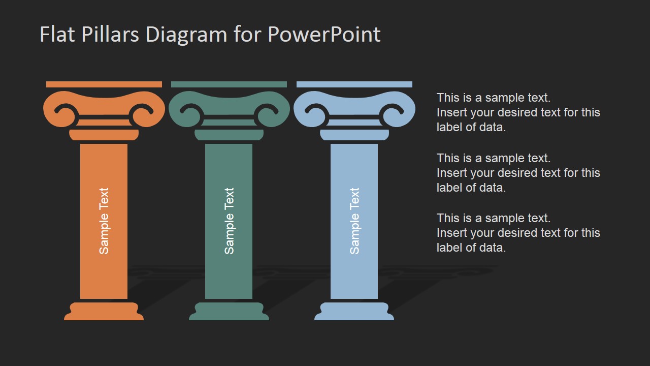 Flat Pillars Diagram For PowerPoint SlideModel