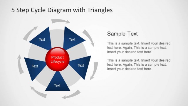 5 Step Cycle Diagram Template with Triangles for PowerPoint