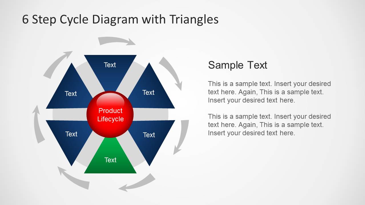 6 Step Cycle Diagram Template With Triangles For Powerpoint Slidemodel 9049