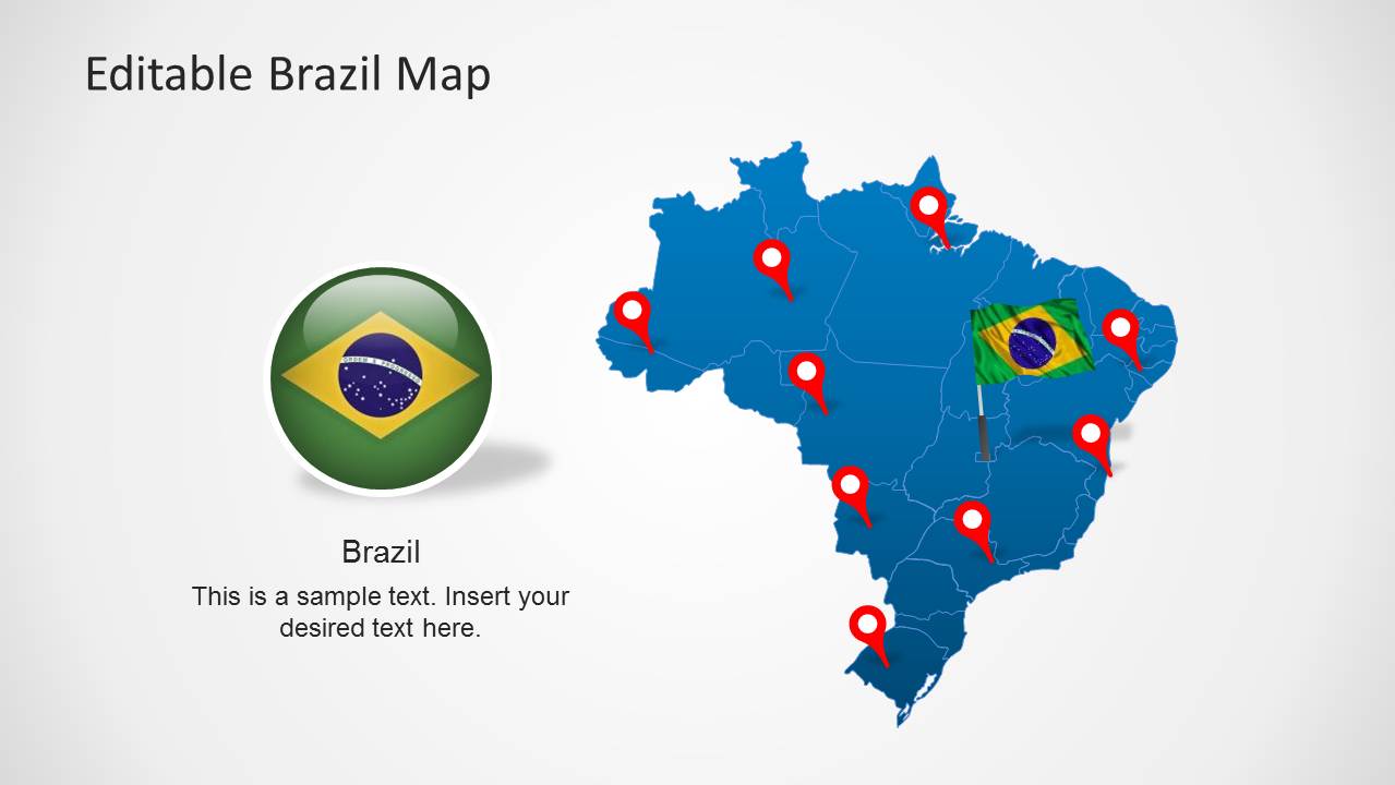 Editable PowerPoint Map of Brazil